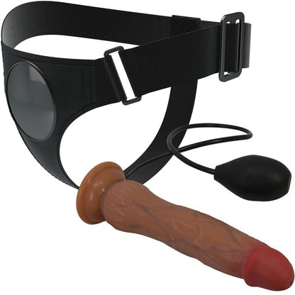 PRETTY LOVE - KYTON UNIVERSAL HARNESS SLIP CON DILDO SQUIRTING 19 CM MULATO - PRETTY LOVE | Lingerie Harness Boutique