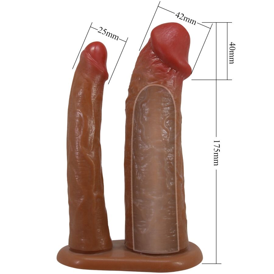 PRETTY LOVE - YAIRON DOPPIO GUAINA PER PENE CON ESTENSIONE 4 CM MULATTO - PRETTY LOVE | Lingerie Harness Boutique