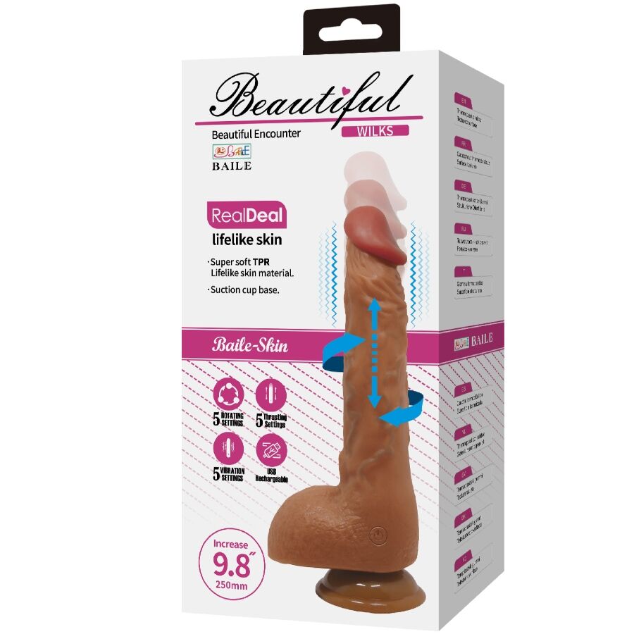 BAILE - BEAUTIFUL WILKS 5 IMPOSTAZIONI VIBRATORE REALISTICO 25 CM MULATO - BAILE | Lingerie Harness Boutique