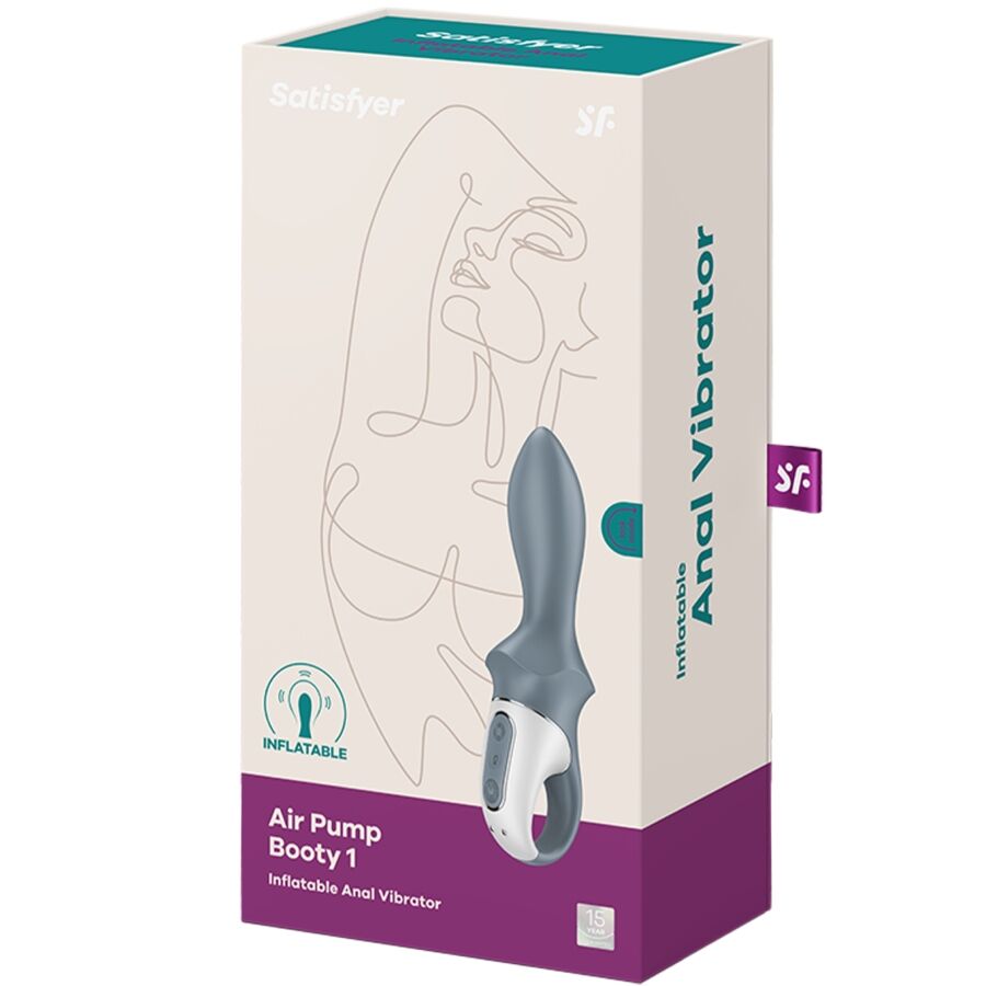 SATISFYER - AIR PUMP BOOTY 1 VIBRATORE ANALE GONFIABILE GRIGIO - SATISFYER VIBRATOR | Lingerie Harness Boutique