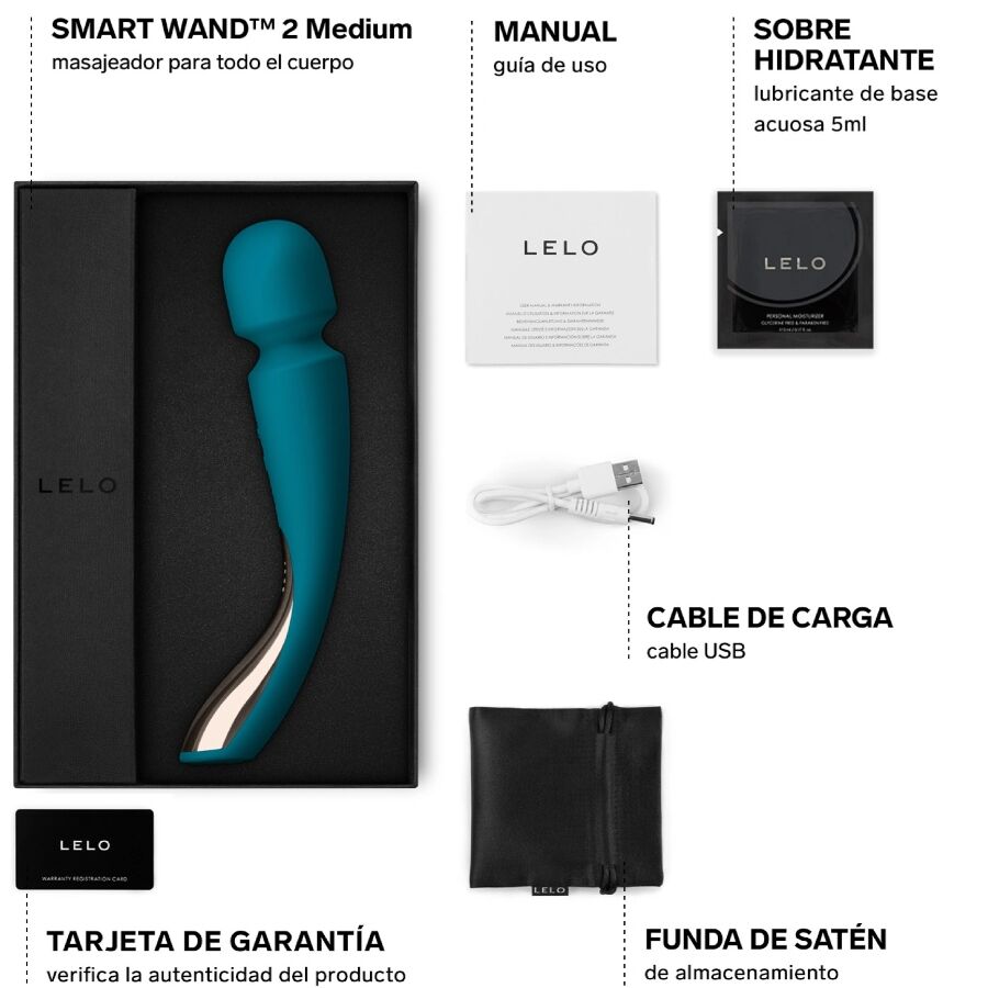 LELO - MASSAGGIATORE SMART MEDIUM WAND 2 AQUA - LELO | Lingerie Harness Boutique