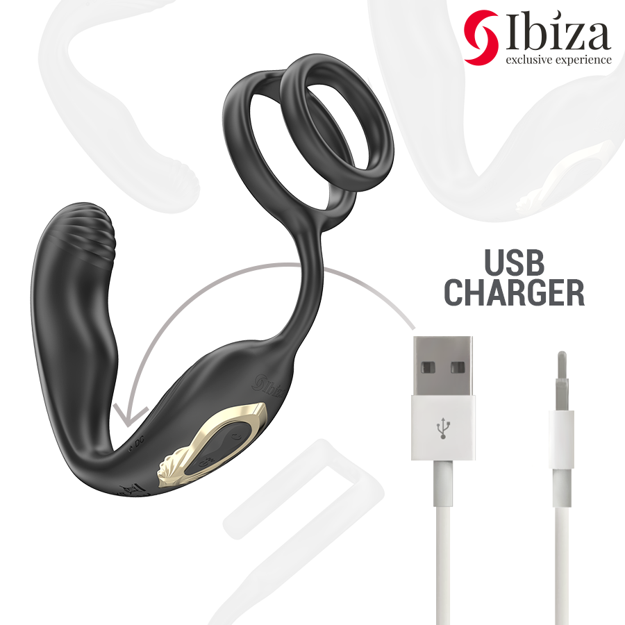 IBIZA - WIGGLE PLUG ANALE ROTANTE TELECOMANDATO CON VIBRAZIONE PERINEALE E ANELLI PER L'ESTENSIONE DEL PENE - IBIZA TECHNOLOGY | Lingerie Harness Boutique