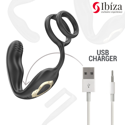 IBIZA - WIGGLE PLUG ANALE ROTANTE TELECOMANDATO CON VIBRAZIONE PERINEALE E ANELLI PER L'ESTENSIONE DEL PENE - IBIZA TECHNOLOGY | Lingerie Harness Boutique