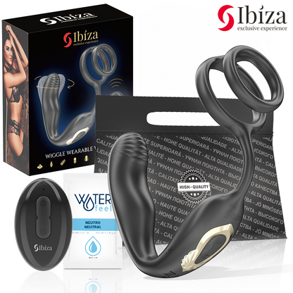 IBIZA - WIGGLE PLUG ANALE ROTANTE TELECOMANDATO CON VIBRAZIONE PERINEALE E ANELLI PER L'ESTENSIONE DEL PENE - IBIZA TECHNOLOGY | Lingerie Harness Boutique