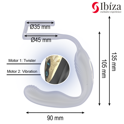 IBIZA - WIGGLE PLUG ANALE ROTANTE TELECOMANDATO CON VIBRAZIONE PERINEALE E ANELLI PER L'ESTENSIONE DEL PENE - IBIZA TECHNOLOGY | Lingerie Harness Boutique