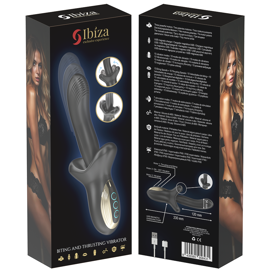 IBIZA - VIBRATORE POTENTE CON EFFETTO SPINTA E MORSO - IBIZA TECHNOLOGY | Lingerie Harness Boutique