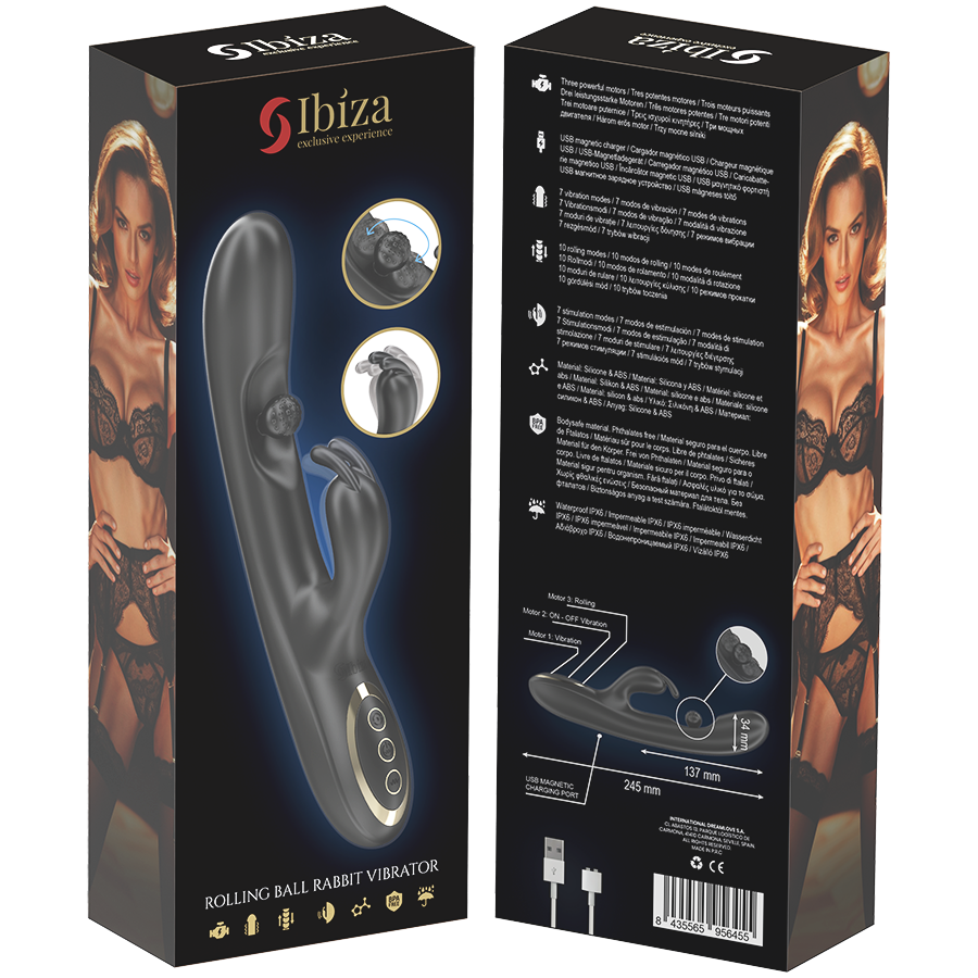 IBIZA - POTENTE VIBRATORE RABBIT CON PERLA ROTANTE MASSAGGIANTE - IBIZA TECHNOLOGY | Lingerie Harness Boutique