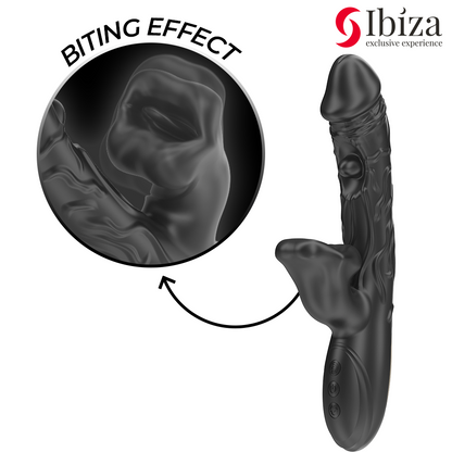IBIZA - VIBRATORE E STIMOLATORE CLITORIDEO CON EFFETTO MORSO E ROTAZIONE - IBIZA TECHNOLOGY | Lingerie Harness Boutique