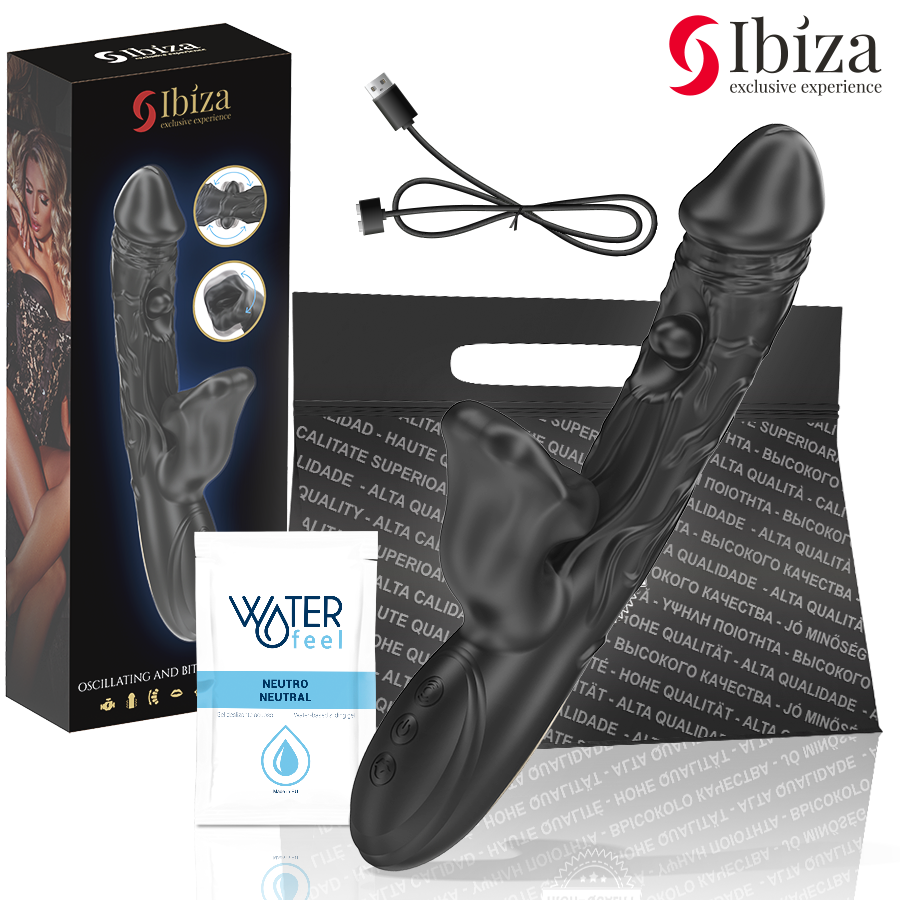 IBIZA - VIBRATORE E STIMOLATORE CLITORIDEO CON EFFETTO MORSO E ROTAZIONE - IBIZA TECHNOLOGY | Lingerie Harness Boutique