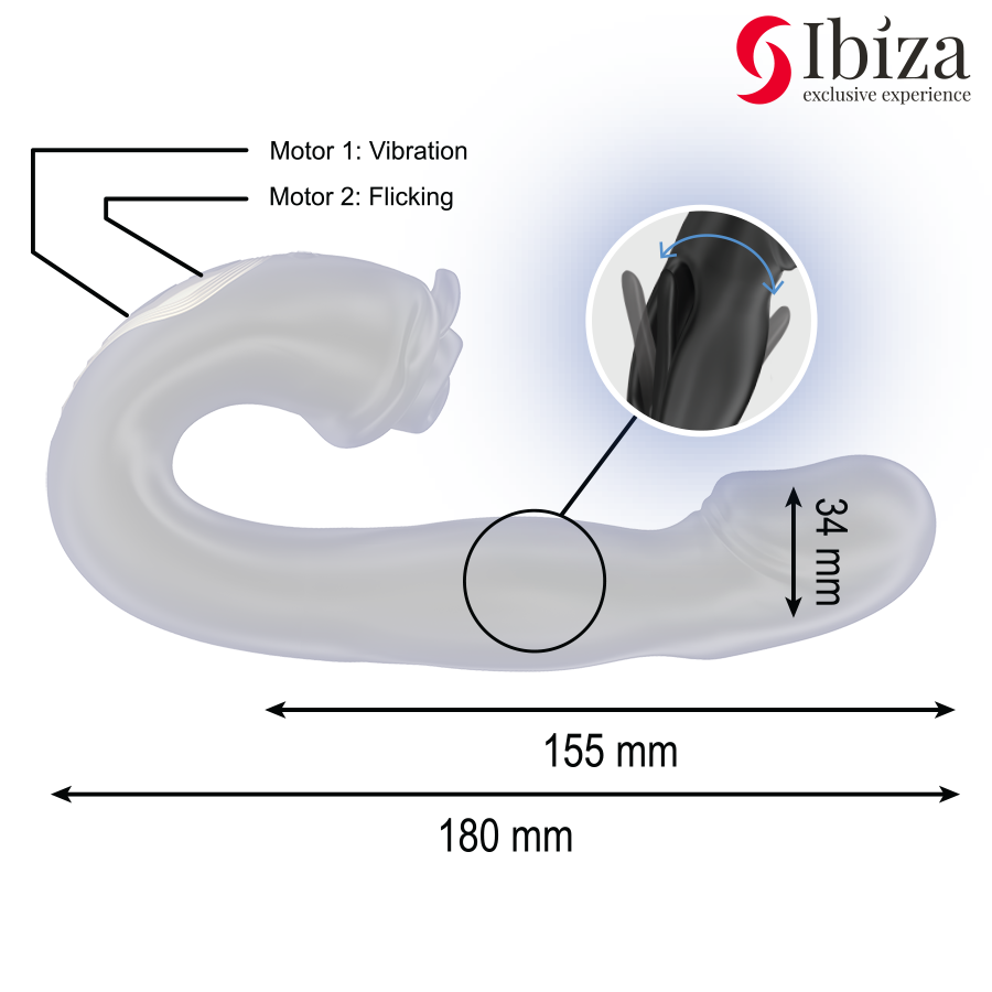 IBIZA - VIBRATORE ROSE EFFETTO FLICKING E STIMOLATORE DEL CLITORIDE - IBIZA TECHNOLOGY | Lingerie Harness Boutique