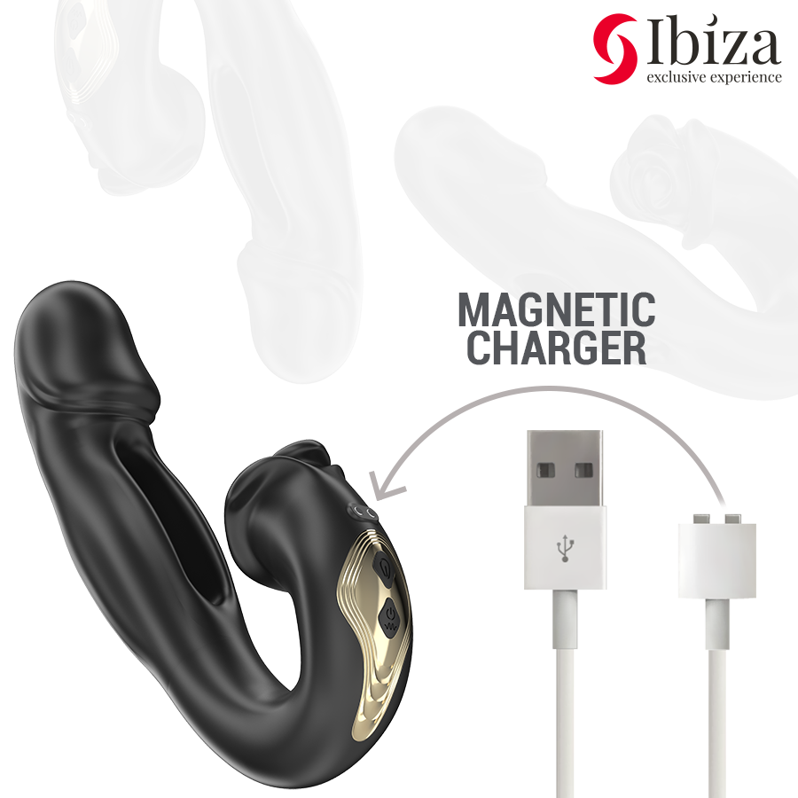 IBIZA - VIBRATORE ROSE EFFETTO FLICKING E STIMOLATORE DEL CLITORIDE - IBIZA TECHNOLOGY | Lingerie Harness Boutique