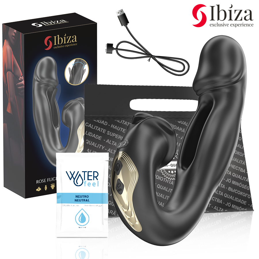 IBIZA - VIBRATORE ROSE EFFETTO FLICKING E STIMOLATORE DEL CLITORIDE - IBIZA TECHNOLOGY | Lingerie Harness Boutique