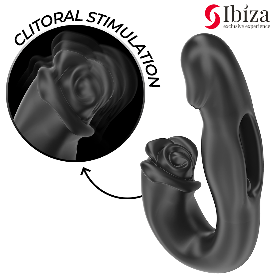 IBIZA - VIBRATORE ROSE EFFETTO FLICKING E STIMOLATORE DEL CLITORIDE - IBIZA TECHNOLOGY | Lingerie Harness Boutique