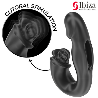 IBIZA - VIBRATORE ROSE EFFETTO FLICKING E STIMOLATORE DEL CLITORIDE - IBIZA TECHNOLOGY | Lingerie Harness Boutique