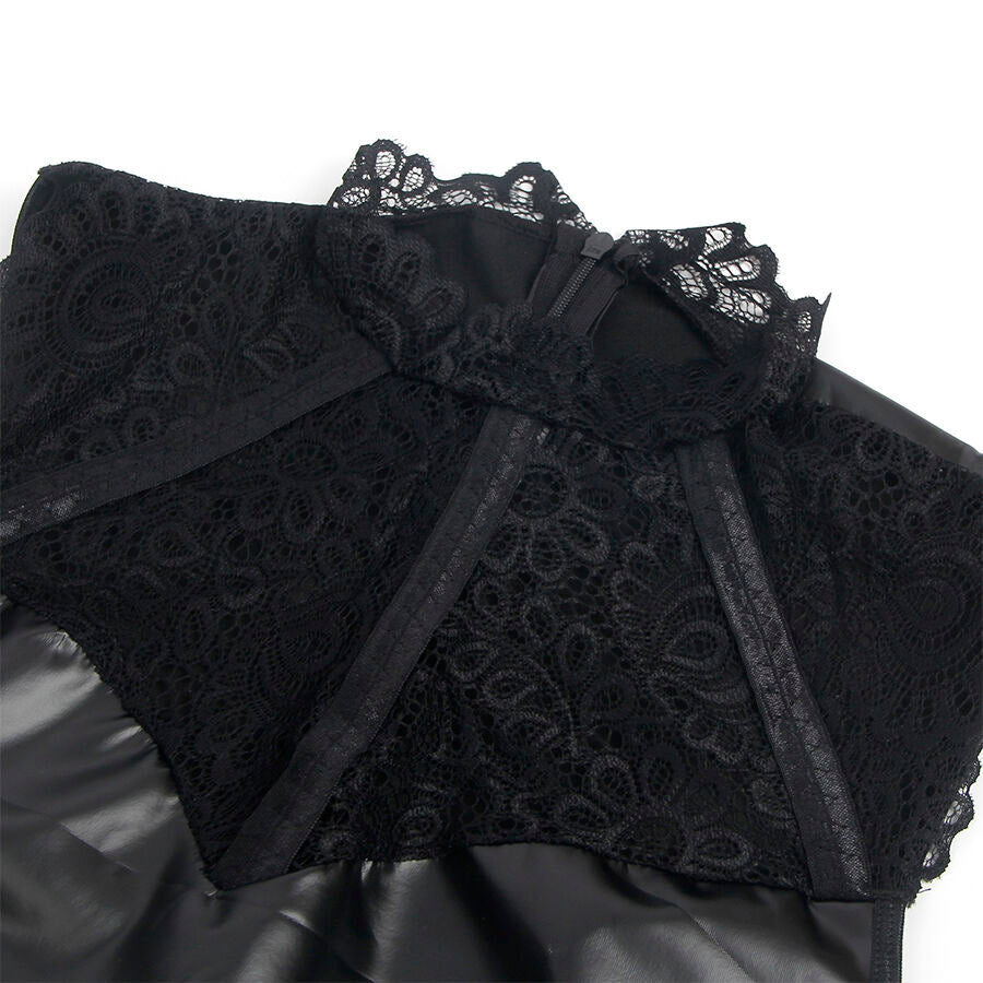 SUBBLIME - 957544 ABITO IN PELLE CON COLLO IN PIZZO NERO S/M - SUBBLIME DRESSES | Lingerie Harness Boutique