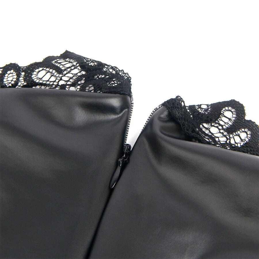 SUBBLIME - 957544 ABITO IN PELLE CON COLLO IN PIZZO NERO S/M - SUBBLIME DRESSES | Lingerie Harness Boutique