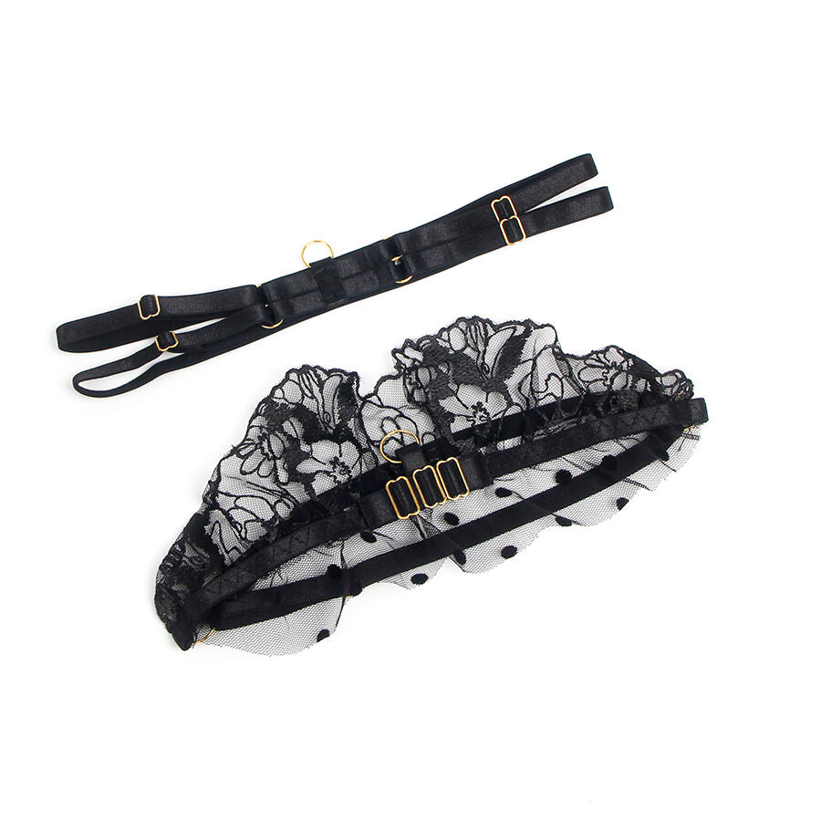 SUBBLIME - 957483 SET REGGISENO E GIARRETTIERA IN PIZZO NERO S/M - SUBBLIME SETS | Lingerie Harness Boutique