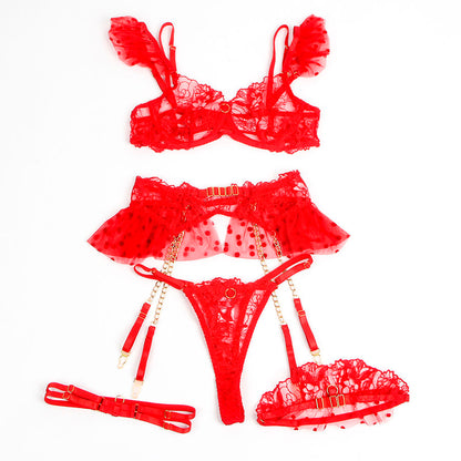 SUBBLIME - 957506 COMPLETO REGGISENO E GIARRETTIERA IN PIZZO ROSSO S/M - SUBBLIME SETS | Lingerie Harness Boutique