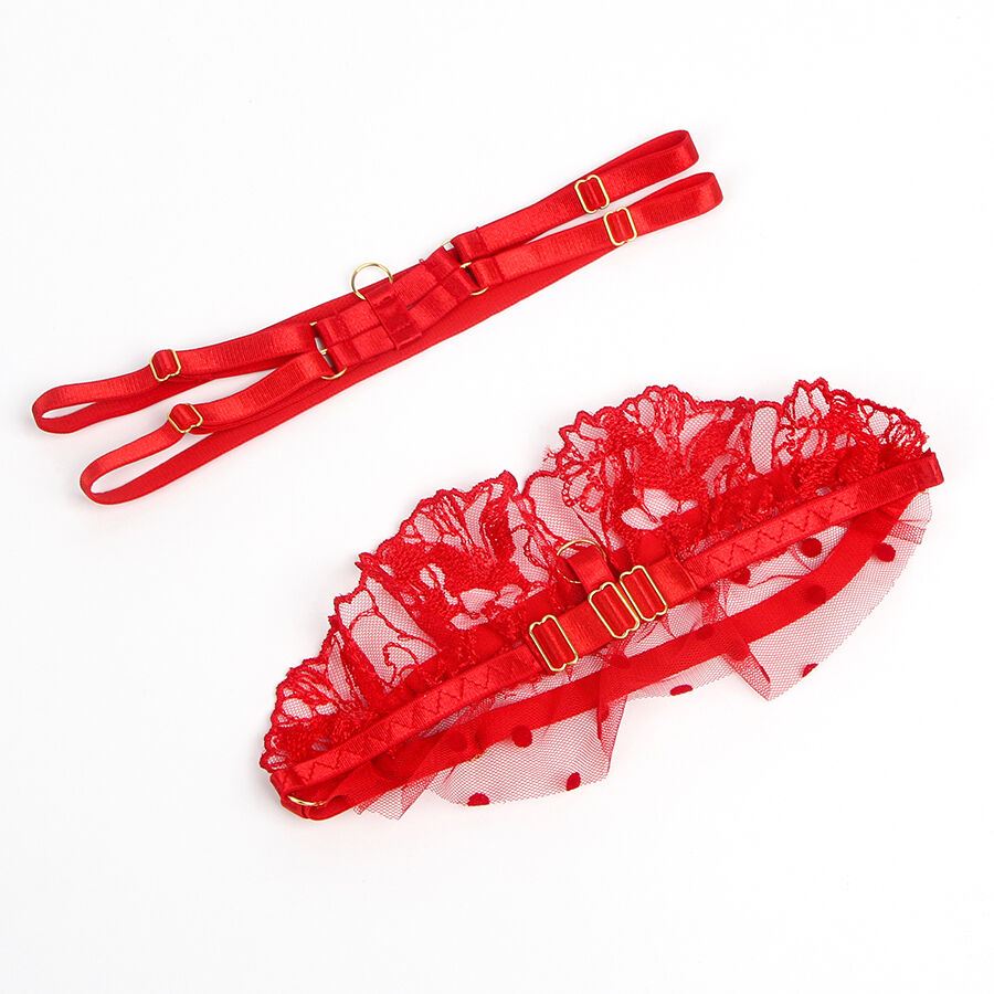 SUBBLIME - 957506 COMPLETO REGGISENO E GIARRETTIERA IN PIZZO ROSSO S/M - SUBBLIME SETS | Lingerie Harness Boutique