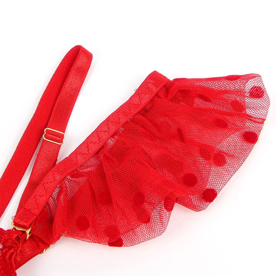 SUBBLIME - 957506 COMPLETO REGGISENO E GIARRETTIERA IN PIZZO ROSSO S/M - SUBBLIME SETS | Lingerie Harness Boutique