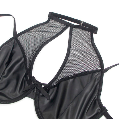 SUBBLIME - 957582 SET REGGISENO E GONNA IN PELLE NERO S/M - SUBBLIME SETS | Lingerie Harness Boutique