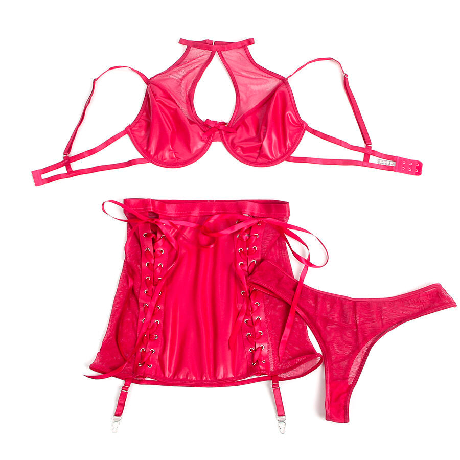SUBBLIME - 957605 SET REGGISENO E GONNA IN PELLE ROSSO S/M - SUBBLIME SETS | Lingerie Harness Boutique