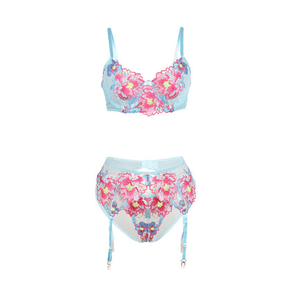 SUBBLIME - 957643 SET REGGISENO E CINTURA RICAMO FIORI ROSA S/M - SUBBLIME SETS | Lingerie Harness Boutique