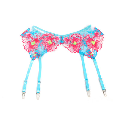 SUBBLIME - 957643 SET REGGISENO E CINTURA RICAMO FIORI ROSA S/M - SUBBLIME SETS | Lingerie Harness Boutique