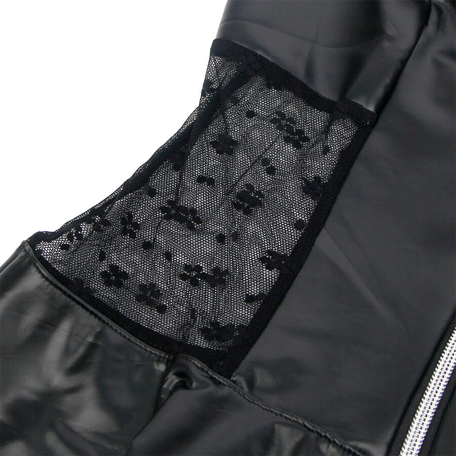 SUBBLIME - 957704 ABITO IN PELLE CON CERNIERA IN PIZZO NERO S/M - SUBBLIME DRESSES | Lingerie Harness Boutique