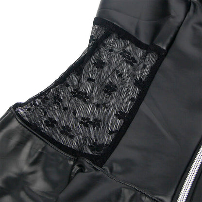 SUBBLIME - 957704 ABITO IN PELLE CON CERNIERA IN PIZZO NERO S/M - SUBBLIME DRESSES | Lingerie Harness Boutique