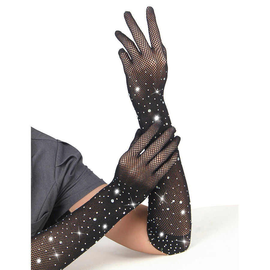 SUBBLIME - 957469SHINE GUANTI TRASPARENTI NERI S/M - SUBBLIME ACCESORIES | Lingerie Harness Boutique