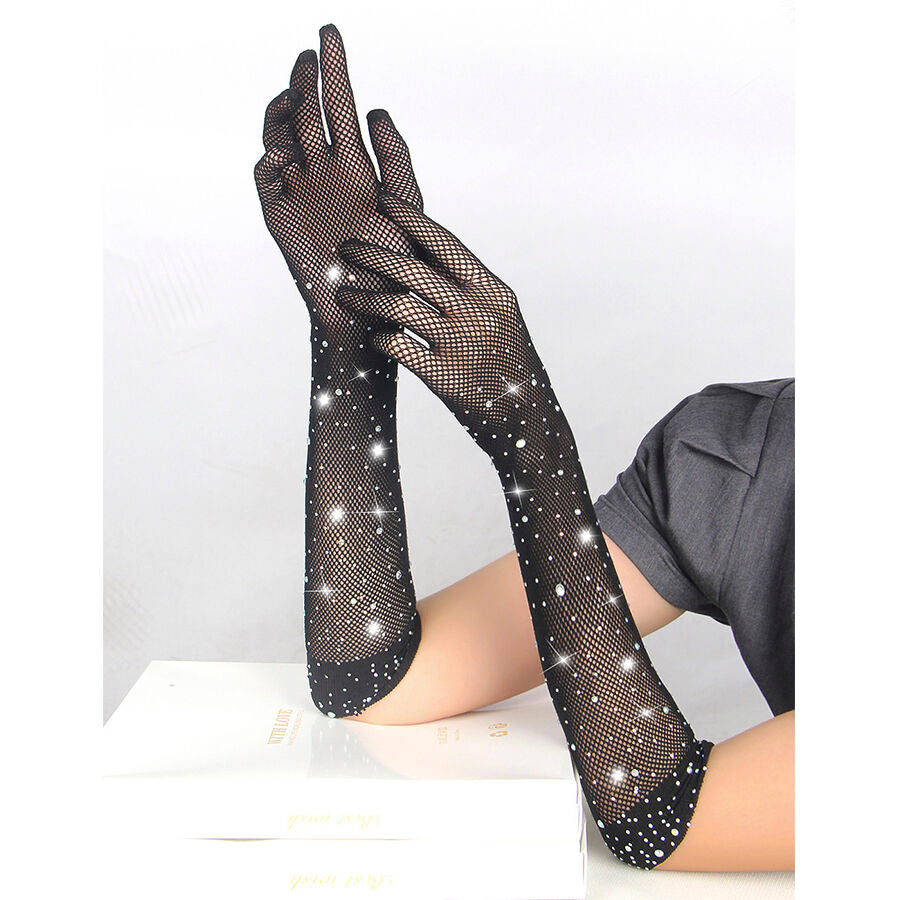 SUBBLIME - 957469SHINE GUANTI TRASPARENTI NERI S/M - SUBBLIME ACCESORIES | Lingerie Harness Boutique