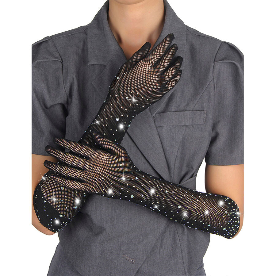 SUBBLIME - 957469SHINE GUANTI TRASPARENTI NERI S/M - SUBBLIME ACCESORIES | Lingerie Harness Boutique