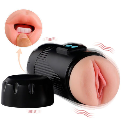 SHEQU - KAY DOPPIO MASTURBATORE CON DOPPIA BOCCA E VIBRAZIONE DELLA VAGINA - SHEQU | Lingerie Harness Boutique