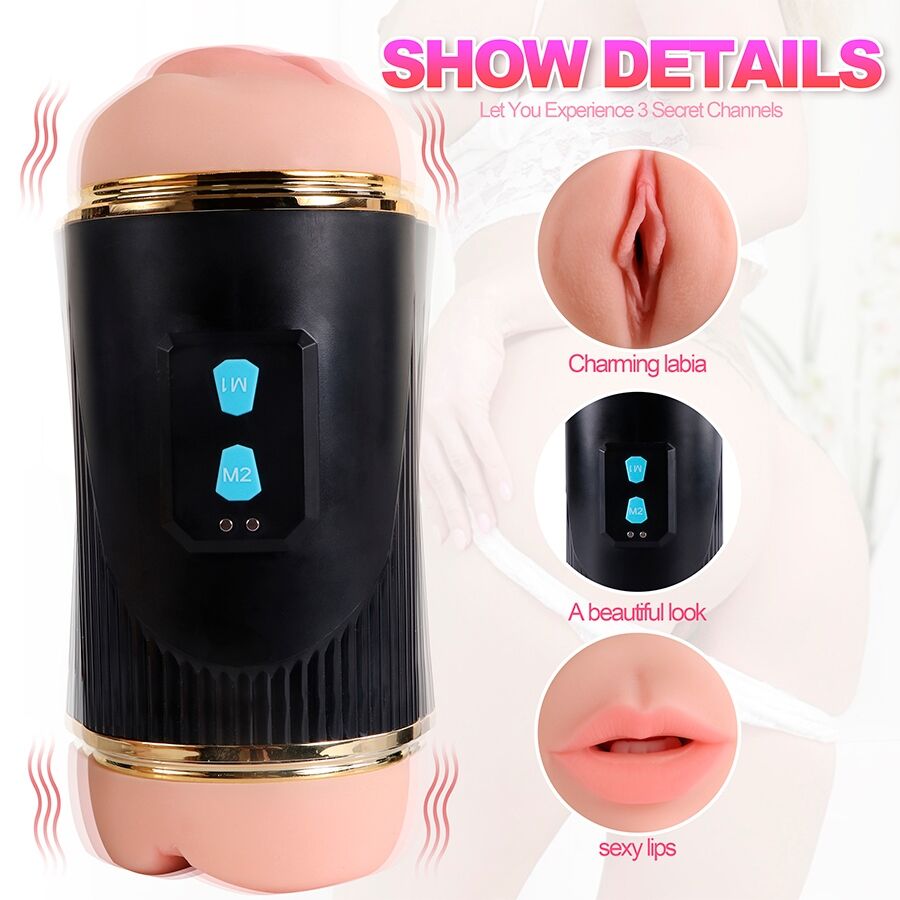 SHEQU - KAY DOPPIO MASTURBATORE CON DOPPIA BOCCA E VIBRAZIONE DELLA VAGINA - SHEQU | Lingerie Harness Boutique
