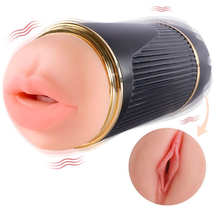 SHEQU - KAY DOPPIO MASTURBATORE CON DOPPIA BOCCA E VIBRAZIONE DELLA VAGINA - SHEQU | Lingerie Harness Boutique