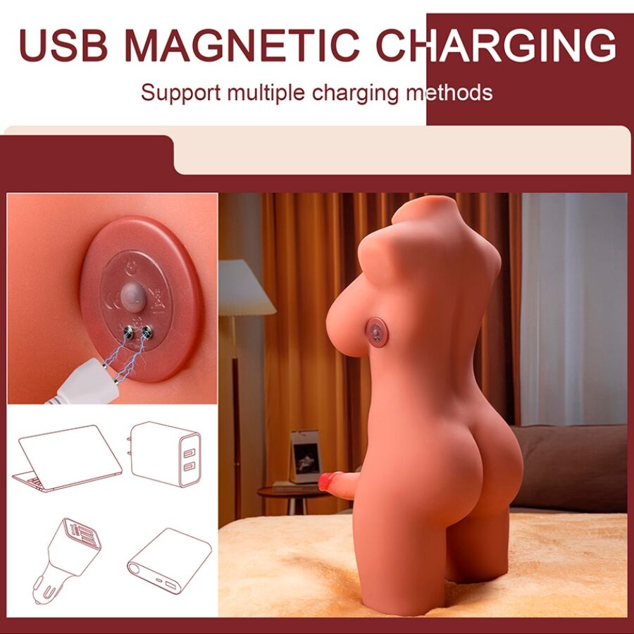 XISE - MIAH LADY BOY TORSO FEMMINILE CON DILDO CON VIBRAZIONE E SPINTA 55 CM - XISE | Lingerie Harness Boutique