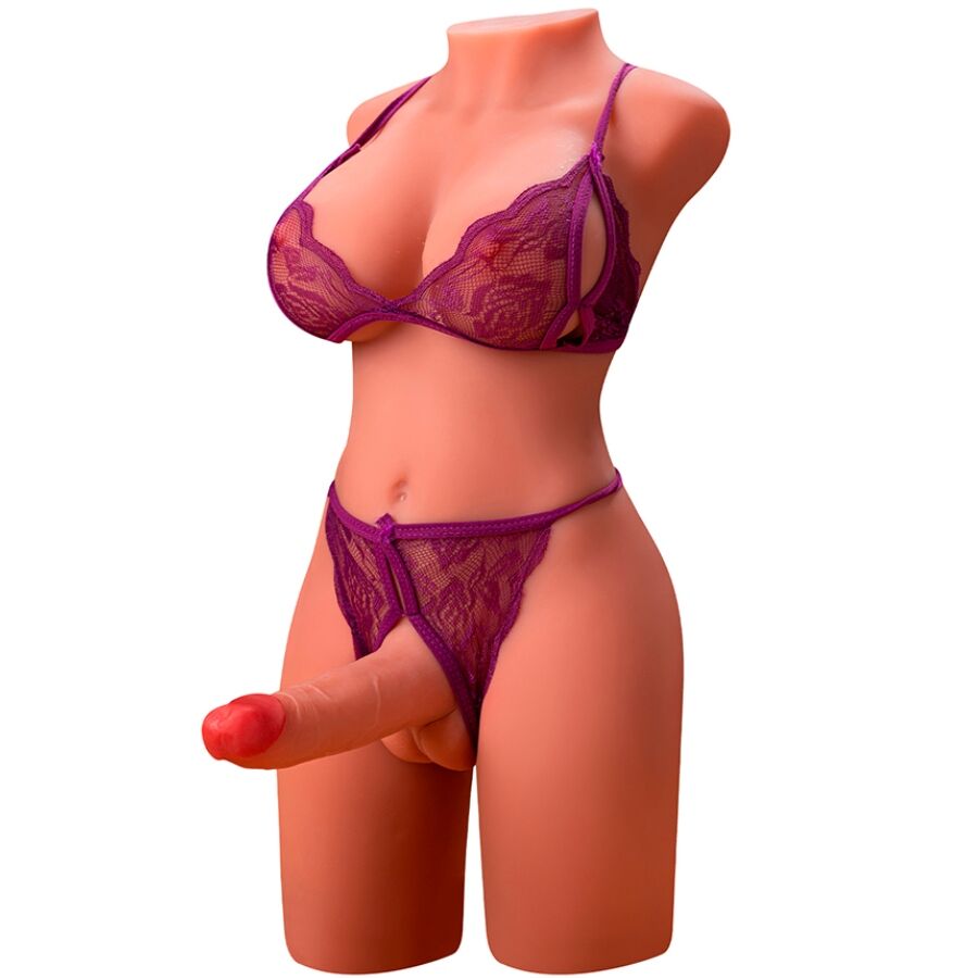 XISE - MIAH LADY BOY TORSO FEMMINILE CON DILDO CON VIBRAZIONE E SPINTA 55 CM - XISE | Lingerie Harness Boutique