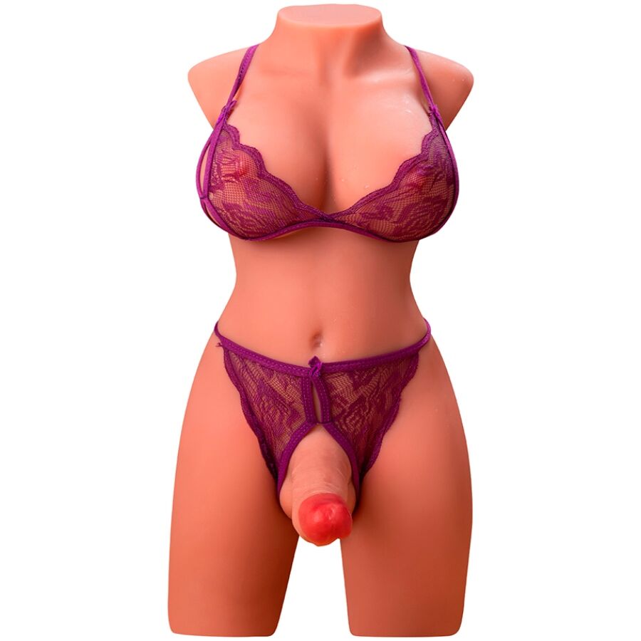XISE - MIAH LADY BOY TORSO FEMMINILE CON DILDO CON VIBRAZIONE E SPINTA 55 CM - XISE | Lingerie Harness Boutique
