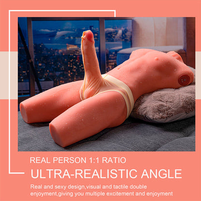 XISE - JASON MEZZO CORPO TORSO MASCHILE REALISTICO CON SPINTA E VIBRAZIONE 55 CM - XISE | Lingerie Harness Boutique