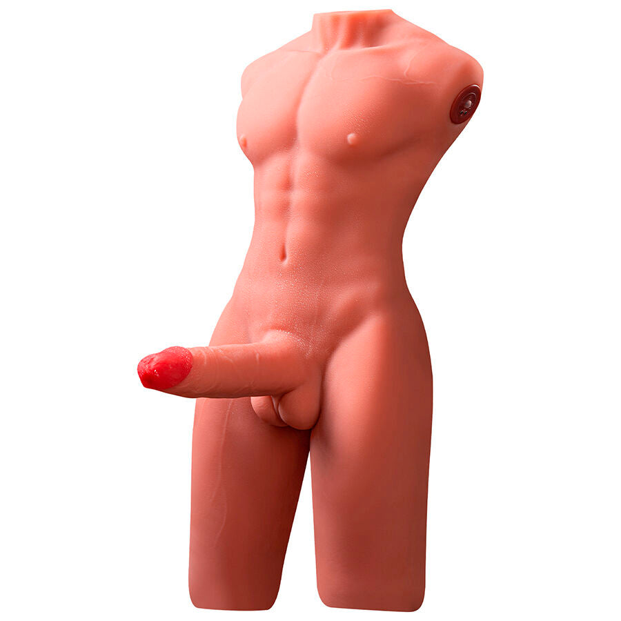 XISE - JASON MEZZO CORPO TORSO MASCHILE REALISTICO CON SPINTA E VIBRAZIONE 55 CM - XISE | Lingerie Harness Boutique