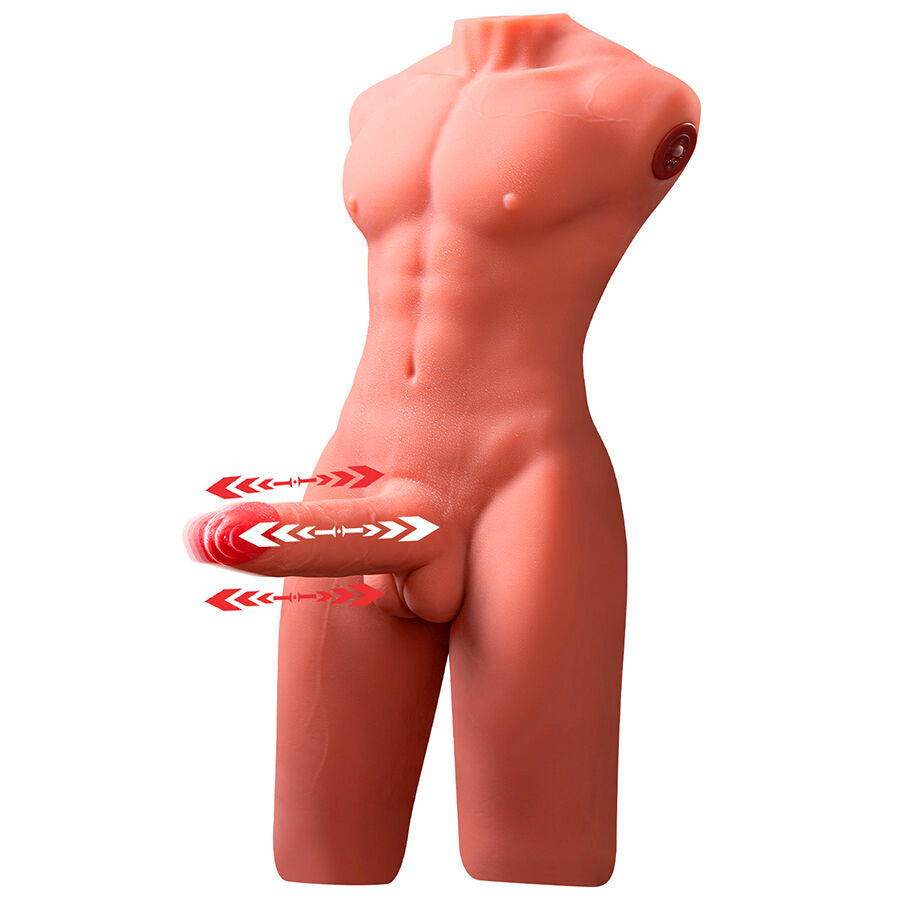 XISE - JASON MEZZO CORPO TORSO MASCHILE REALISTICO CON SPINTA E VIBRAZIONE 55 CM - XISE | Lingerie Harness Boutique