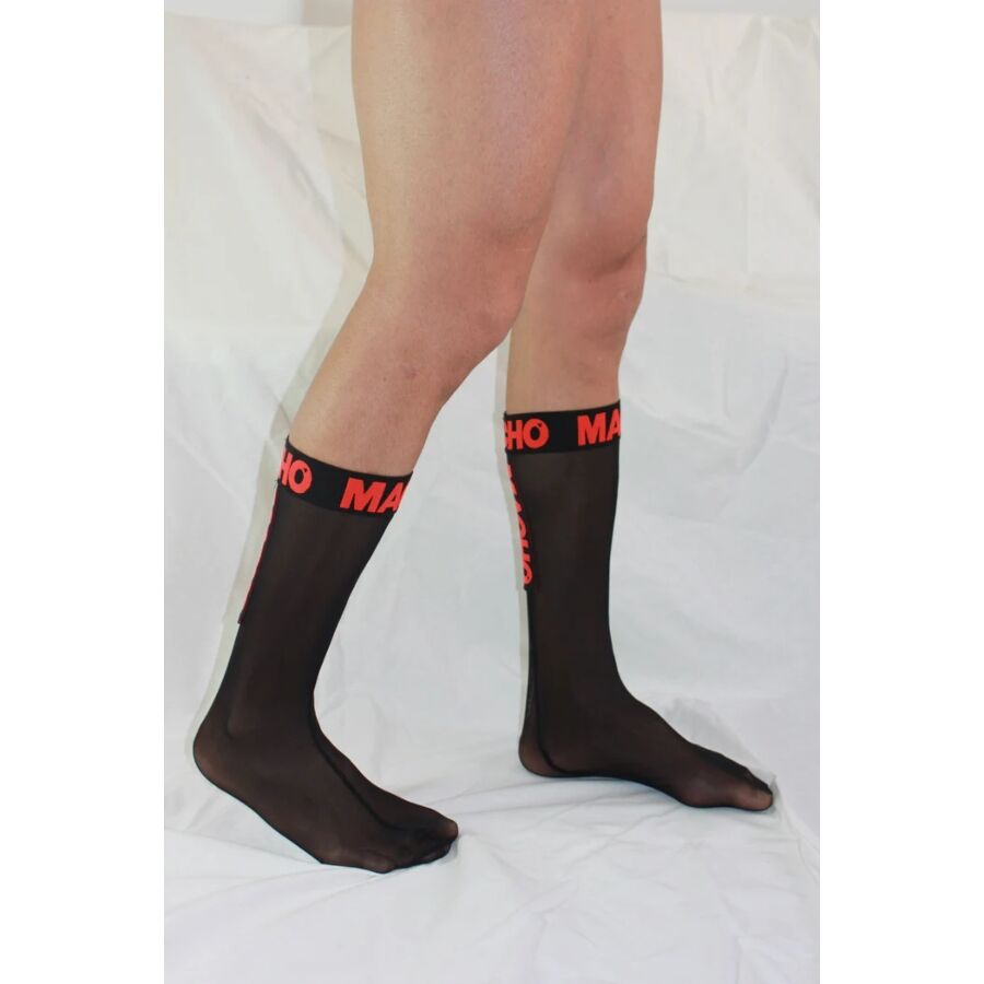 MACHO - CALZINI SOTTILI TAGLIA UNICA NERO/ROSSO - MACHO UNDERWEAR | Lingerie Harness Boutique