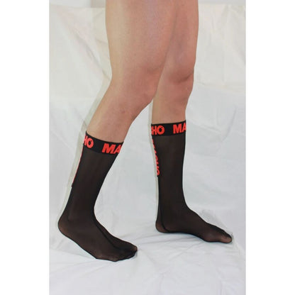 MACHO - CALZINI SOTTILI TAGLIA UNICA NERO/ROSSO - MACHO UNDERWEAR | Lingerie Harness Boutique