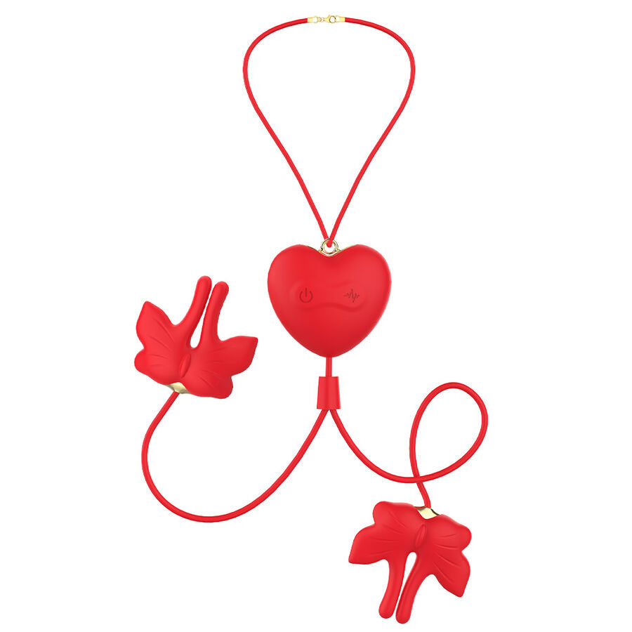 ARMONY - MORSETTI PER CAPEZZOLI MAGNETICI CON VIBRAZIONE A FORMA DI FARFALLA ROSSI - ARMONY STIMULATORS | Lingerie Harness Boutique