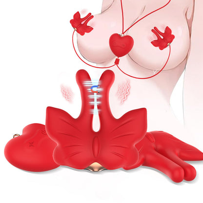 ARMONY - MORSETTI PER CAPEZZOLI MAGNETICI CON VIBRAZIONE A FORMA DI FARFALLA ROSSI - ARMONY STIMULATORS | Lingerie Harness Boutique