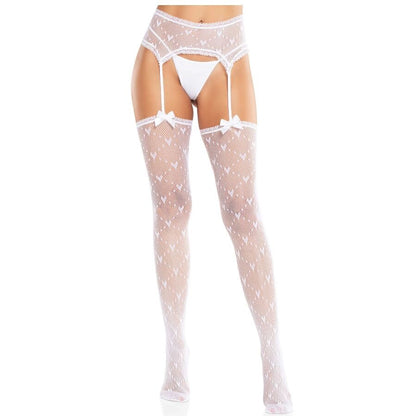 LEG AVENUE - CALZE A CUORE CON GIARRETTIERE BIANCO - LEG AVENUE HOSIERY | Lingerie Harness Boutique