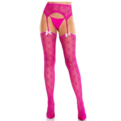 LEG AVENUE - CALZE A CUORE CON GIARRETTIERE MAGENTA - LEG AVENUE HOSIERY | Lingerie Harness Boutique