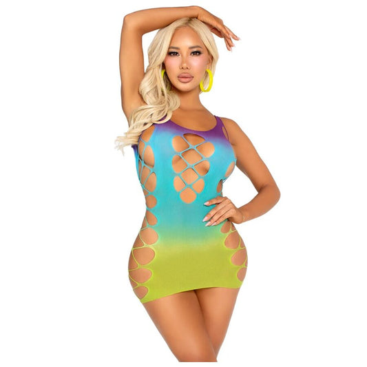 LEG AVENUE - MINI ABITO SENZA CUCITURE CON APERTURE OCEANO - LEG AVENUE DRESSES | Lingerie Harness Boutique