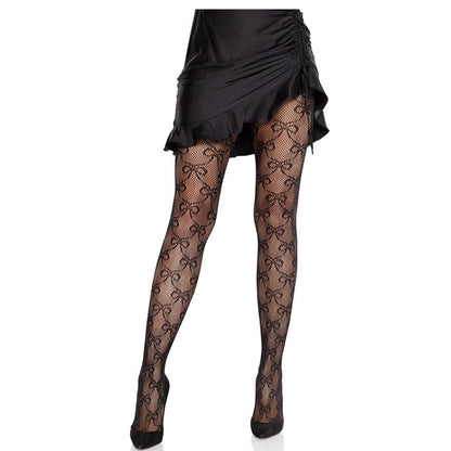 LEG AVENUE - COLLANT A RETE CON FIOCCO NERO - LEG AVENUE HOSIERY | Lingerie Harness Boutique